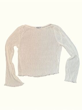 Princess Polly Ivory Crinkle Long Sleeve Top